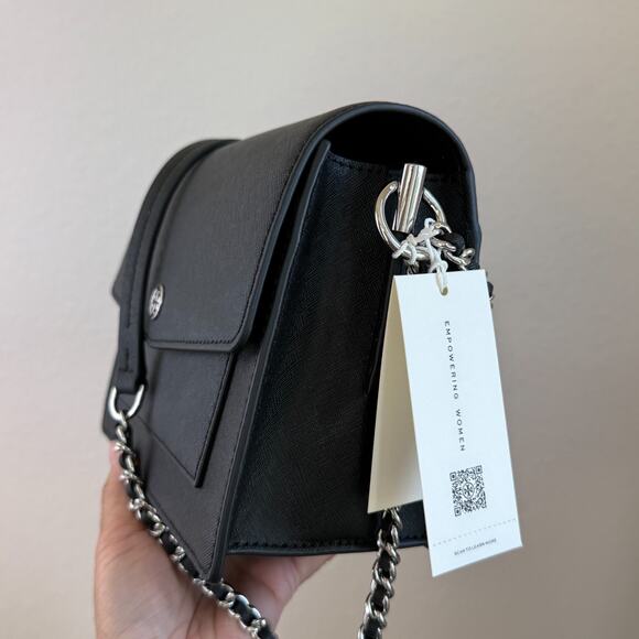 Tory Burch ROBINSON CONVERTIBLE SHOULDER BAG 154317 Black/Silver Authentic‼️ - Picture 11 of 16